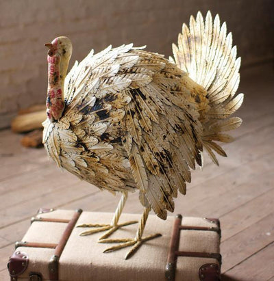 Antique White Painted Metal Turkey