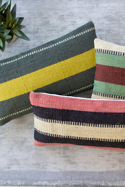 Set Of Three Jute Lumbar Pillows - One Each Design