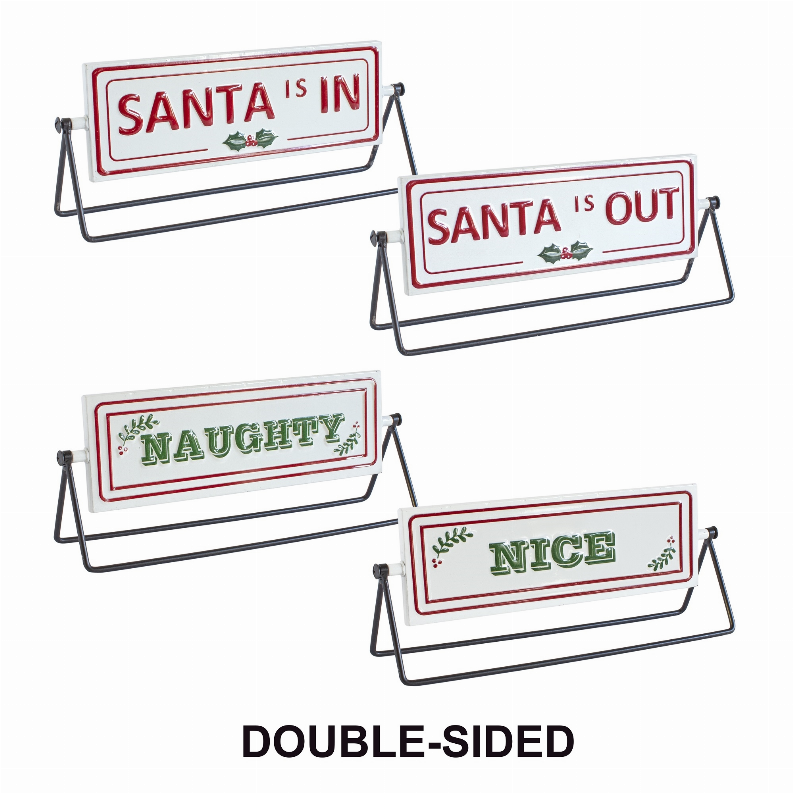 Reversable Christmas Sign (Set of 2) 12.75"L x 4.75"H Iron