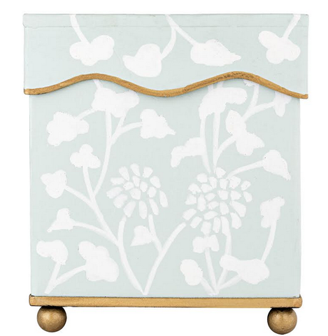 PALE GREEN FLORAL TISSUE HOLDER