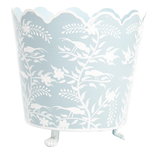 PALE BLUE SCALLOPED FOOTED CHINOISERIE PLANTER (2 SIZES)