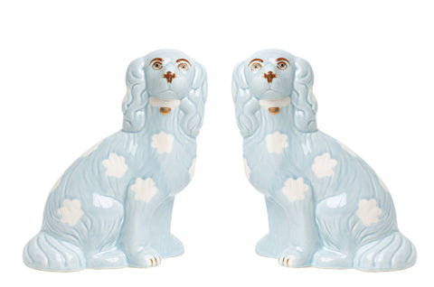 PALE BLUE STAFFORDSHIRE DOGS PORCELAIN LARGE. ONLY 1 DOG LEFT!!