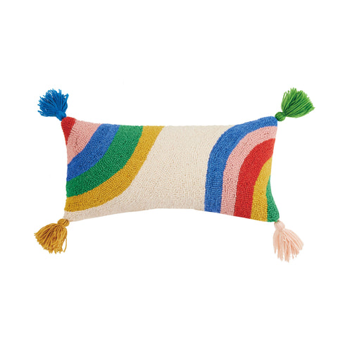 Rainbow With Tassels Hook Pillow by Ampersand