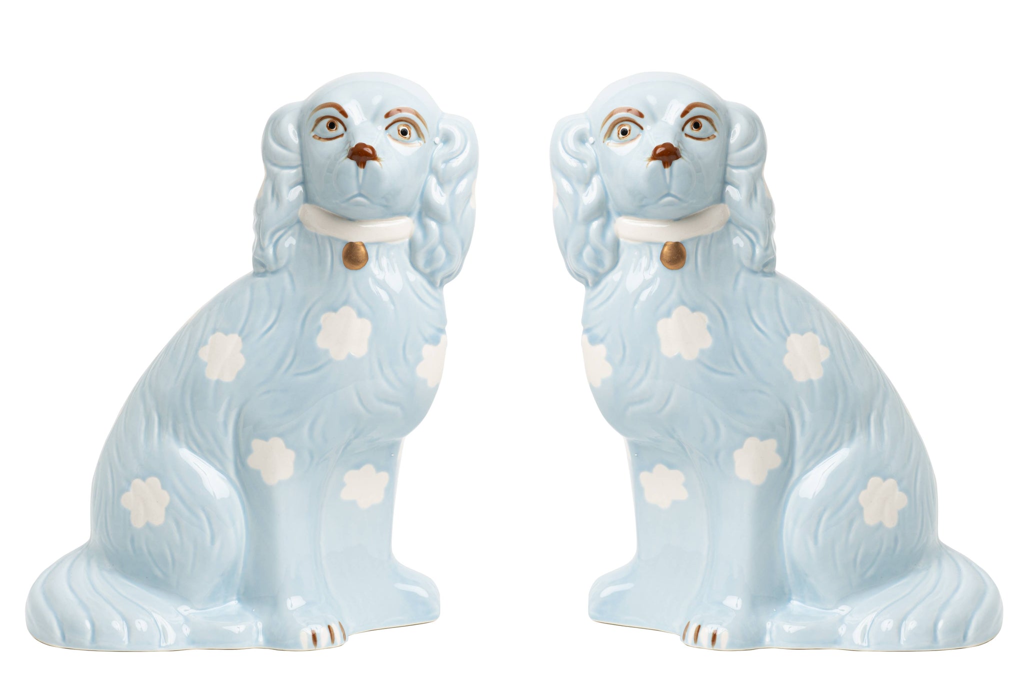 PALE BLUE STAFFORDSHIRE DOGS PORCELAIN MEDIUM