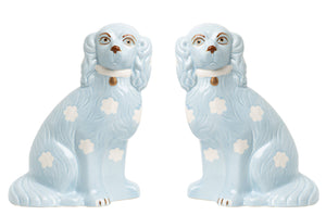 PALE BLUE STAFFORDSHIRE DOGS PORCELAIN MEDIUM